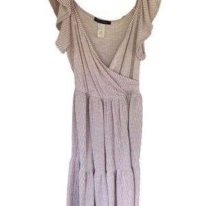 Pink Striped V-Neck Dress